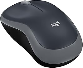 Logitech M185 Wireless Mouse, 2.4GHz with USB Mini Receiver, 12-Month Battery Life, 1000 DPI Optical Tracking, Ambidextrous, Compatible with PC, Mac, Laptop - Swift Grey