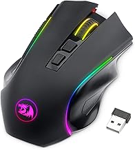 레드래곤 M602 그리핀 RGB 게이밍 마우스, 트라이 모드 2.4G/USB-C/블루투스 마우스 게이밍, RGB 스펙트럼 백라이트 인체공학 마우스, 7가지 프로그램 가능 백라이트 모드, 최대 8000 DPI, 윈도우 PC 게이머용 (무선)