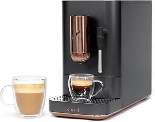 Café Affetto Automatic Espresso Machine + Milk Frother | Built-In & Adjustable Espresso Bean Grinder | One-Touch Brew in 90 Seconds | Matte Black, 1.2 Liter, (C7CEBBS3RD3)