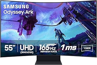 Samsung 55" Odyssey Ark 2ª Gen 4K UHD 1000R Curved Gaming Monitor, 165Hz, 1ms, 4 Input Multi View, Quantum Mini-LED, AMD FreeSync Premium Pro, HDR 10+, Pantalla ajustable en altura, LS55CG970NNXGO