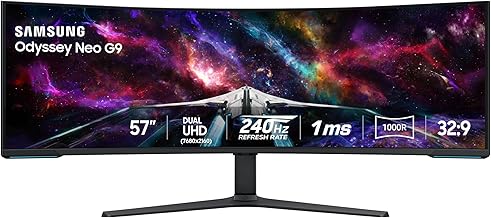 Samsung 57" Odyssey Neo G9 (G95NC) Serie Dual 4K UHD 1000R Curved Gaming Monitor, 240Hz, 1ms con DisplayPort 2.1, Quantum Mini-LED, DisplayHDR 1000, AMD FreeSync Premium Pro, LS57CG952NNXZA