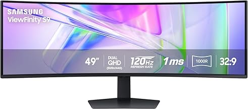 Samsung 49” Business Curved Ultrawide Dual QHD Computer Monitor, USB-C, DisplayPort, HDMI, 120Hz, VESA DisplayHDR 400, Built-in Speakers, Height Adjustable Stand, Eye Care, LS49C954UANXZA, 2024