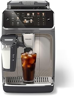 Philips 5500 Series Fully Automatic Espresso Machine, LatteGo Milk System, Integrated Grinder, 20 Hot & Iced Coffee Pre-Sets, Quick Start, SilentBrew, 15-Bar Pressure, Black Chrome (EP5544/94)