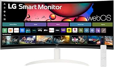 LG 34SR60QC-W 34인치 QHD (3440x1440) 커브드 스마트 모니터 내장 스트리밍, 울트라와이드 스크린, webOS, HDR10, 100Hz, 내장 스피커, AirPlay2, 스크린 쉐어, 블루투스, ThinQ 앱, 화이트