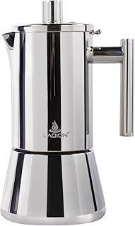 LAOION Stovetop Espresso Maker, 6Cup 10 oz Moka Pot, Stainless Steel Cuban and Italian Coffee Maker for Cafetera Cubana, Greca De Cafe Induction Stovetop Compatible, Coffee Gift for Home Travel