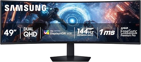 SAMSUNG 49인치 Odyssey G9 (G91F) DQHD, 144Hz, 곡면 게이밍 모니터, 초광각 32:9 화면, DisplayHDR 600, AMD FreeSync™ Premium Pro, 인체공학 스탠드, LS49FG910ENXZA, 2025