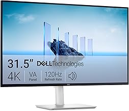 Dell 32 Plus 4K 모니터 - S3225QS - 31.5인치 4K (3840 x 2160) 최대 120Hz 16:9 디스플레이, VA 패널, AMD FreeSync Premium, 99% sRGB, 95% DCI-P3, 1500:1 명암비, Comfortview - 애쉬 화이트