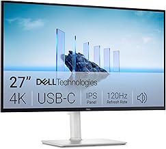 Dell 27 Plus 4K USB-C Monitor - S2725QC - 27-inch 4K (3840 x 2160) 120Hz 16:9 Display, AMD FreeSync Premium, sRGB 99%, Integrated Speakers, 1500:1 Contrast Ratio, Comfortview - Ash White