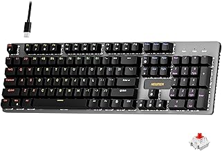 Newmen GM325Pro 기계식 키보드, 104키 레인보우 LED 백라이트 유선 게이밍 키보드, 핫스왑 메탈 패널 ABS 블랙 키캡 게이밍 기계식 키보드, Windows 노트북 PC 리니어 레드 스위치
