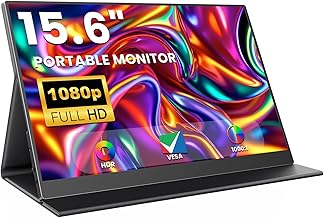 ZUCWO 15.6 Inch Portable Computer Monitor, Portable Monitor for Laptop,PC,MacBook,Phone, PS4, 1080P FHD Display with HDMI USB-C, Built-in Speaker with Leather Case, Travel Work Home Gaming Monitors
