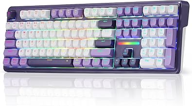 Redragon K745 PRO 무선 가스켓 RGB 게이밍 키보드, 108키 기계식 키보드 w/추가 4개 핫키, 핫스왑 소켓, 5중 소음 댐핑, 투명 라운드 PBT 키캡, Mint Mambo 스위치