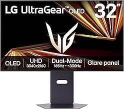 LG 32GX850A-B 32인치 UltraGear 4K UHD (3840 x 2160) 광택 OLED 게이밍 모니터, 듀얼 모드 165Hz/330Hz, 0.03ms, G-SYNC, FreeSync Premium Pro, TrueBlack 400, HDMI, DP, 기울기/높이/회전/피벗 스탠드, 블랙