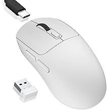 MELOGAGA Wireless Gaming Mouse, 2.4G/Bluetooth 5.4/USB-C 3-Mode Wired/Cordless Game Mice with 8 Adjustable DPI, Ergonomic Rechargeable Computer Mouse for PC, Mac, PS5, Tablet -White