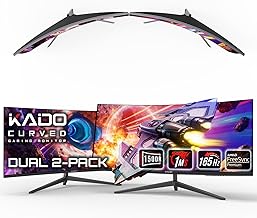Kado Dual Gaming Monitor Setup - 2-Pack 34" Curved 1500R 21:9 Ultrawide 3440x1440 165Hz 1ms WQHD Computer Monitor, Stacked Setup AMD FreeSync Premium, VESA Mount HDMI DisplayPort Built-in Speakers