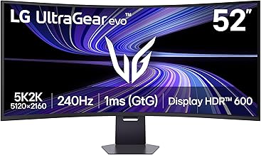 LG 52G930B-B 52인치 울트라기어 evo G9 5K2K (5120x2160) 커브드 게이밍 컴퓨터, 240Hz, 1ms, AMD FreeSync Premium, VESA DisplayHDR 600, DP 2.1, HDMI 2.1, USB-C 90W PD, 틸트/높이/스위블 스탠드, 블랙