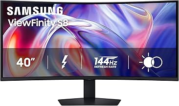 Samsung 40인치 ViewFinity S8 (S85TH) 커브드 모니터 - 5K2K WUHD 해상도, 144Hz, 내장 스피커, HDR10+, Thunderbolt 5, AMD FreeSync Premium, 높이/틸트/스위블 스탠드, KVM 스위치, LS40H850TANXZA